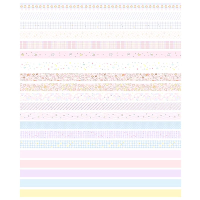 YUBX Vintage Washi Tape Set 20 Rolls Skinny Retro Decorative Antique Patterns Masking Tapes for Arts, DIY Crafts, Journals, Planners, Scrapbook, Wrapping (Kawaii) - Image 4